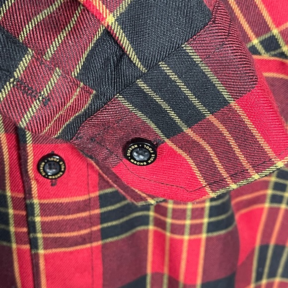 DIXXON Flannel Shirt Men's XL Red‎ Black Yellow Plaid Long Sleeve Button Up - Picture 7 of 9